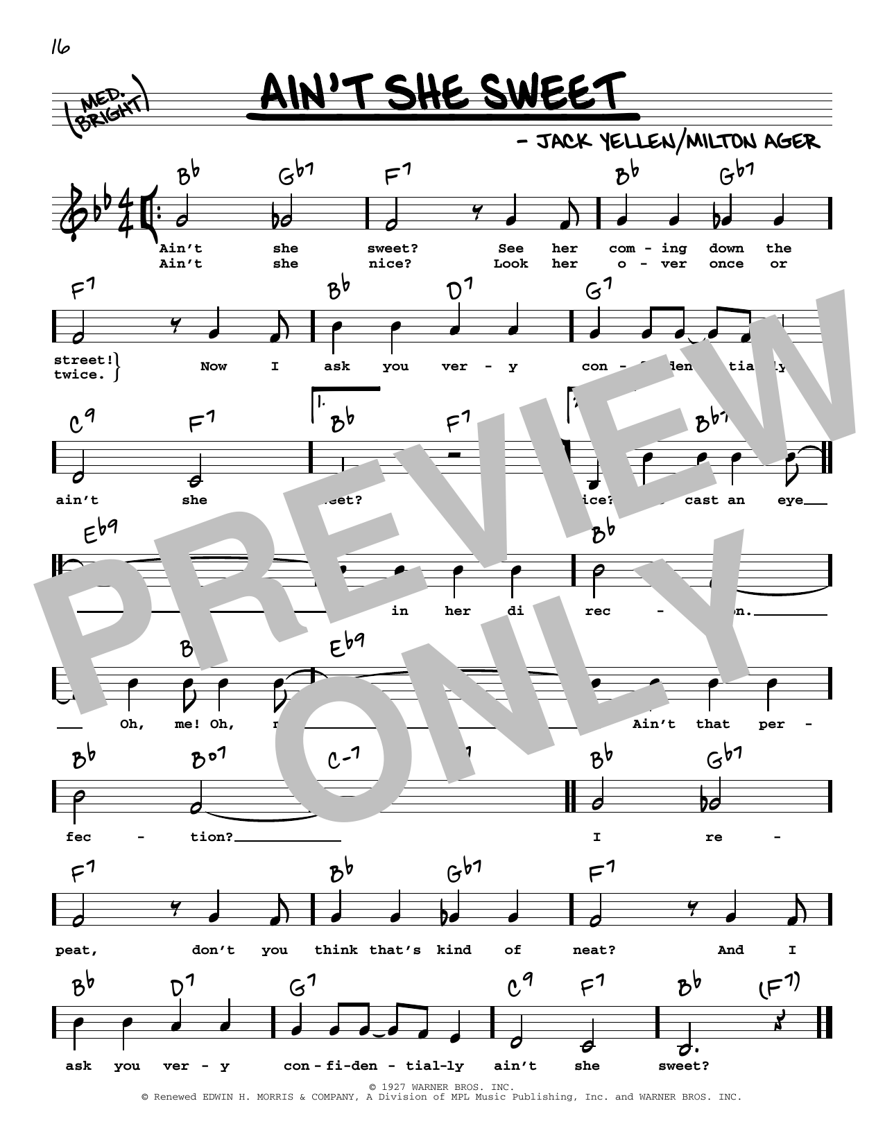 The Beatles Ain't She Sweet (Low Voice) Sheet Music Notes & Chords for Real Book – Melody, Lyrics & Chords - Download or Print PDF