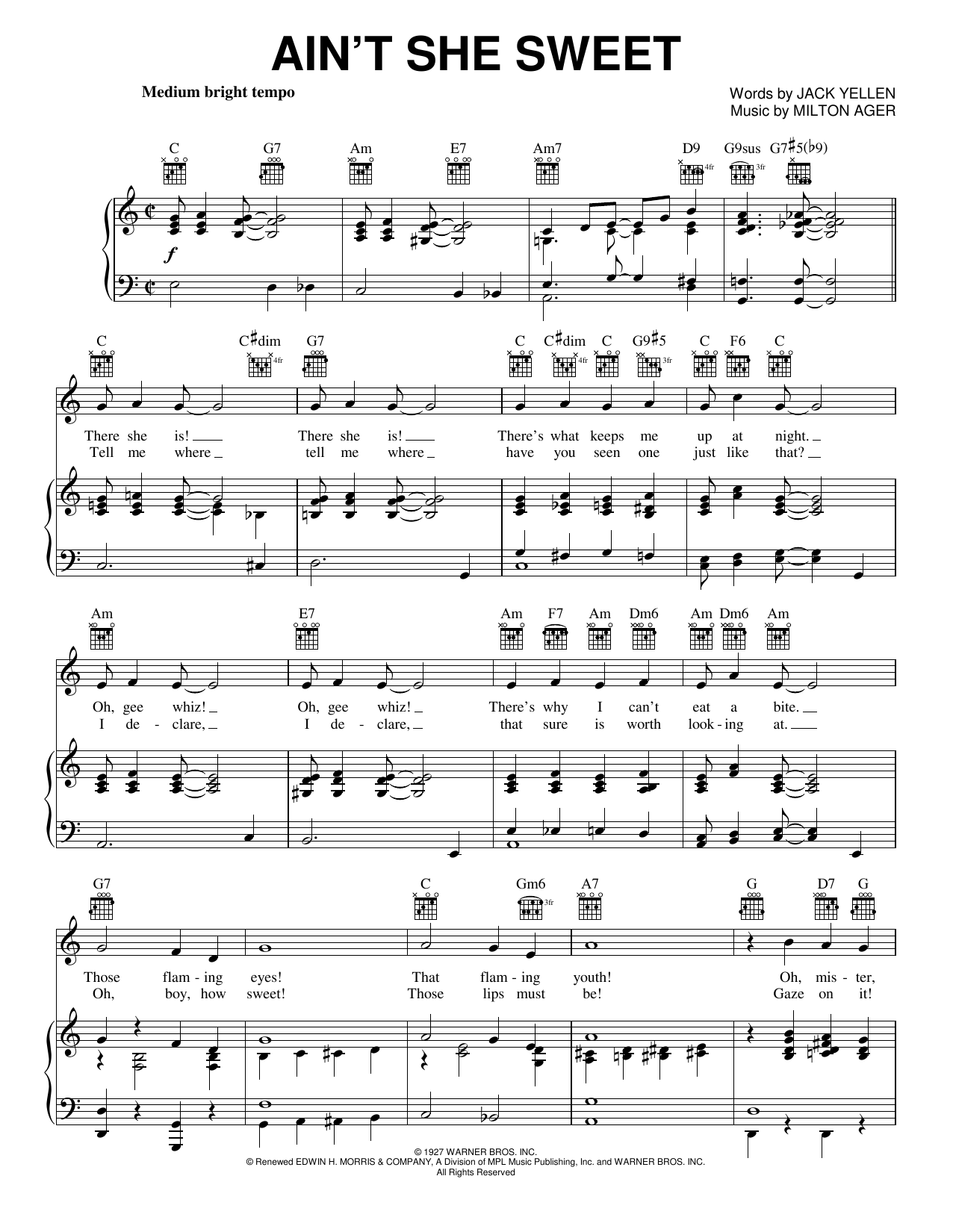 The Beatles Ain't She Sweet Sheet Music Notes & Chords for Piano, Vocal & Guitar (Right-Hand Melody) - Download or Print PDF