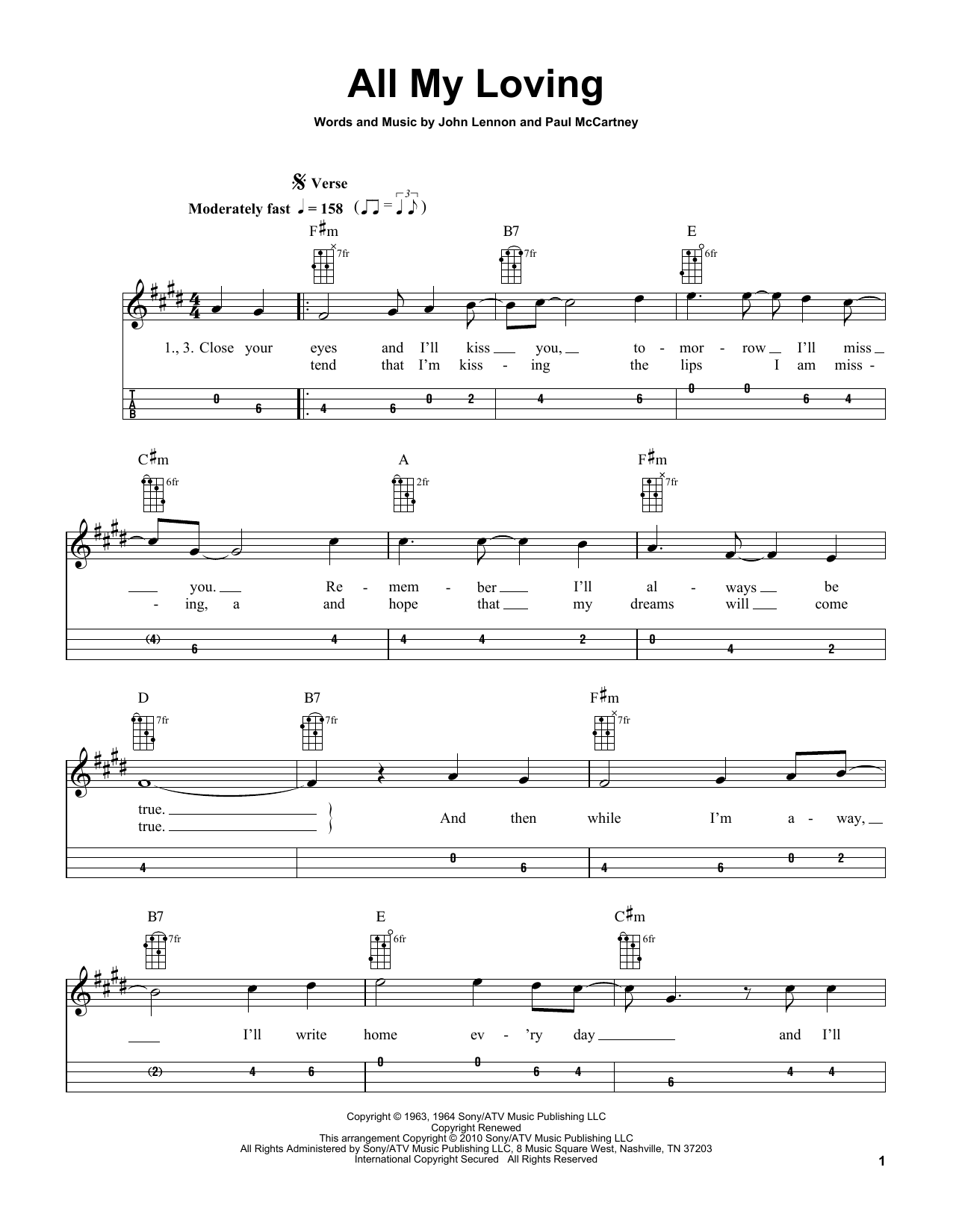 The Beatles All My Loving (arr. Bobby Westfall) Sheet Music Notes & Chords for Mandolin - Download or Print PDF