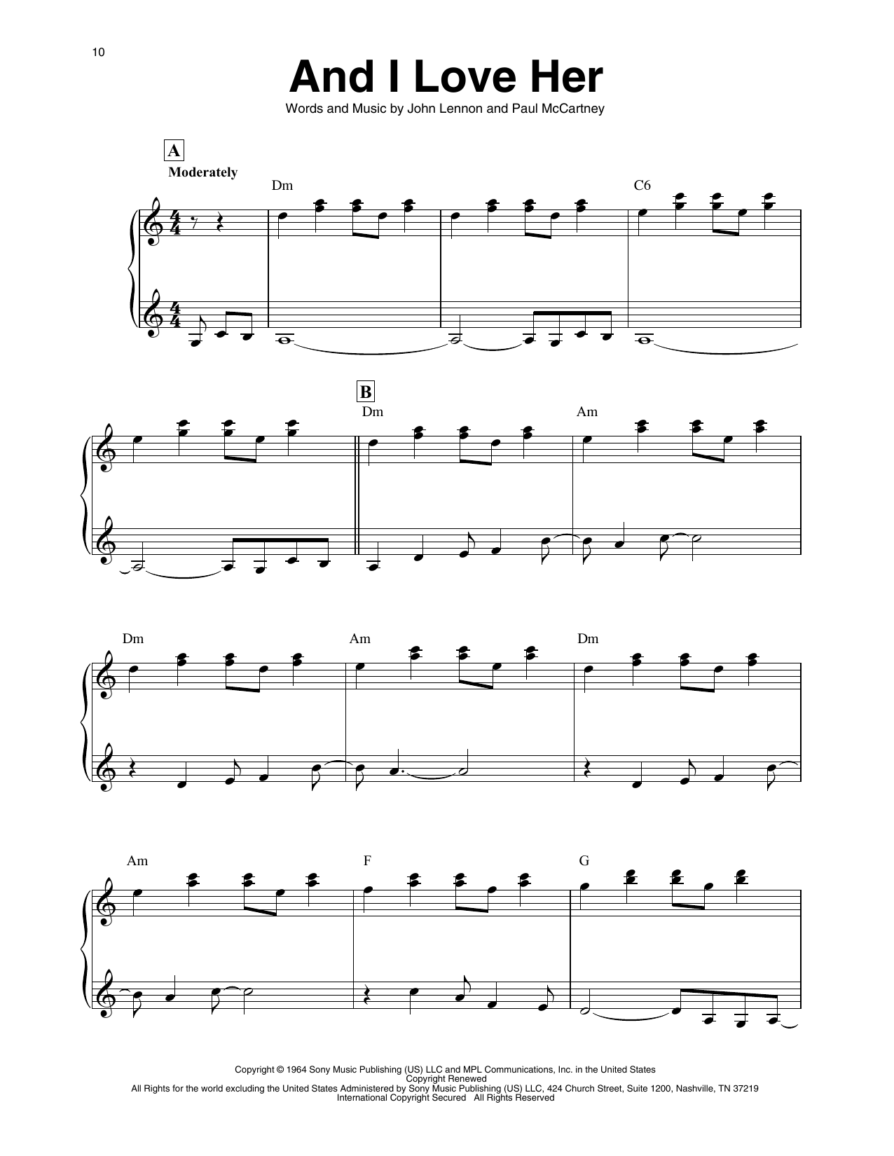 The Beatles And I Love Her (arr. Maeve Gilchrist) Sheet Music Notes & Chords for Harp - Download or Print PDF