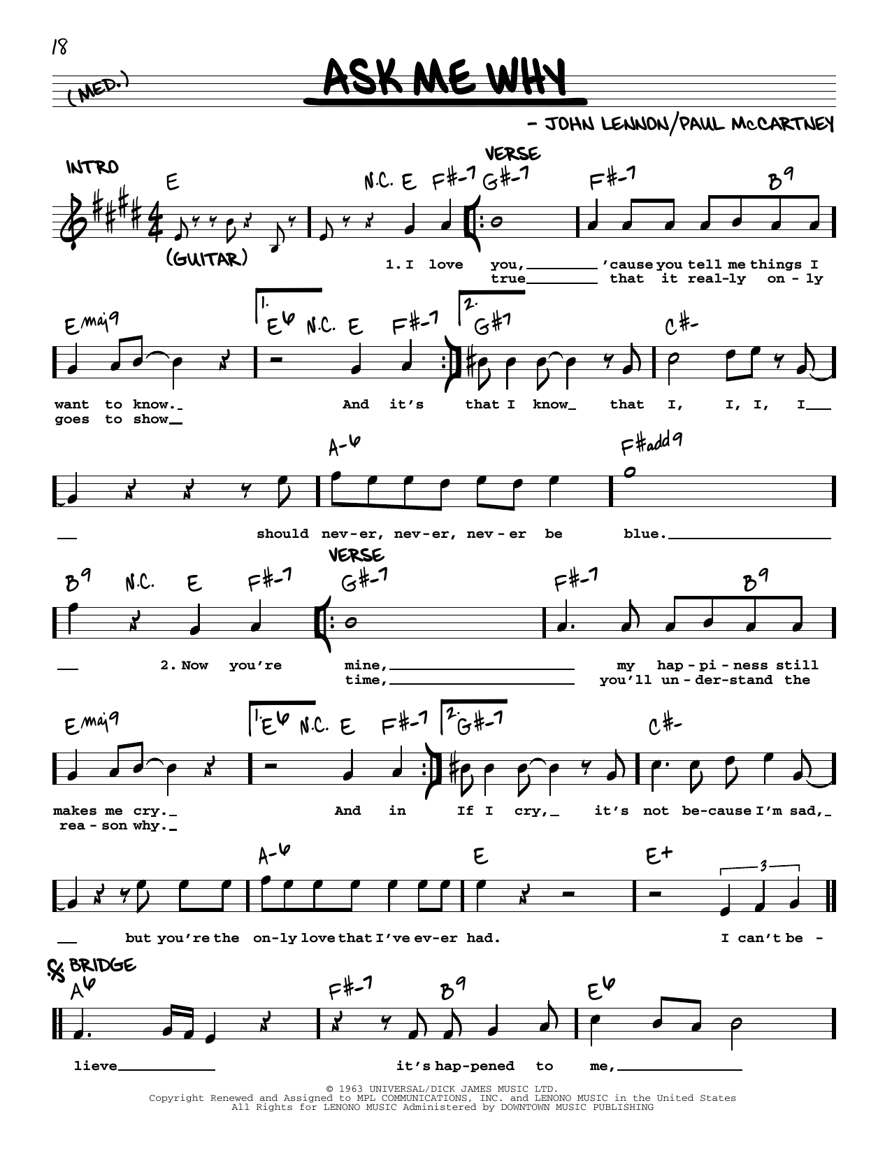 The Beatles Ask Me Why [Jazz version] Sheet Music Notes & Chords for Real Book – Melody, Lyrics & Chords - Download or Print PDF