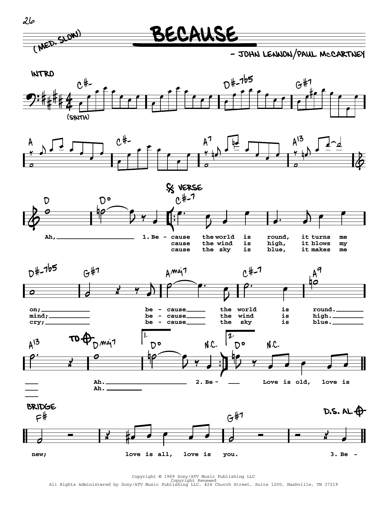 The Beatles Because [Jazz version] Sheet Music Notes & Chords for Real Book – Melody, Lyrics & Chords - Download or Print PDF