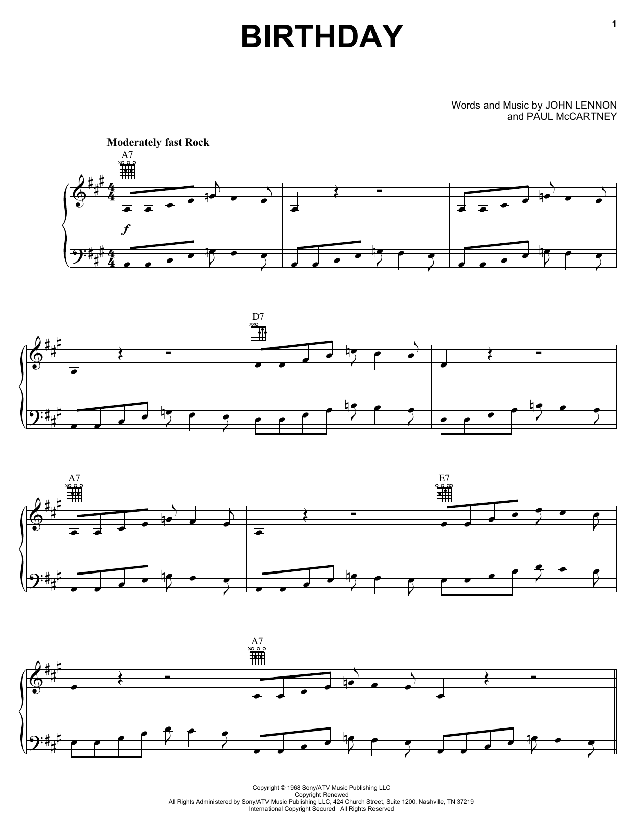 The Beatles Birthday Sheet Music Notes & Chords for Cello - Download or Print PDF