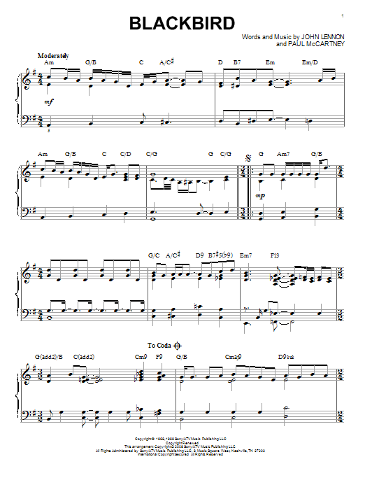 The Beatles Blackbird [Jazz version] (arr. Brent Edstrom) Sheet Music Notes & Chords for Piano & Vocal - Download or Print PDF