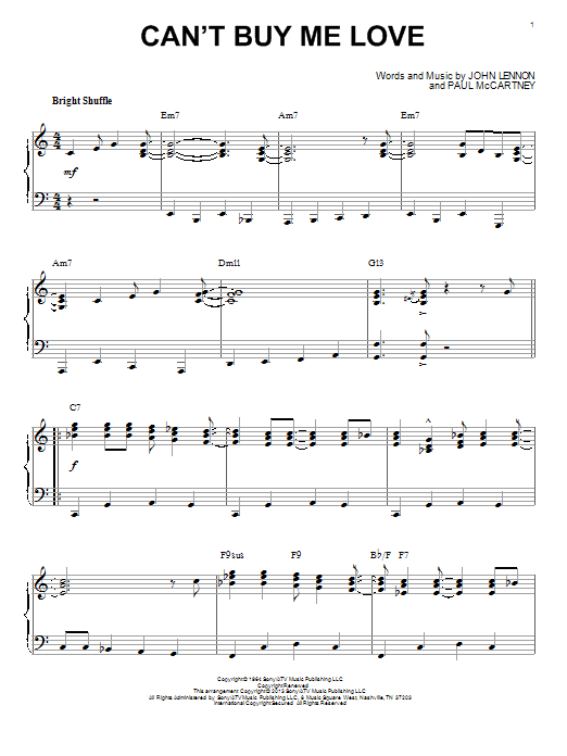 The Beatles Can't Buy Me Love [Jazz version] (arr. Brent Edstrom) Sheet Music Notes & Chords for Piano - Download or Print PDF