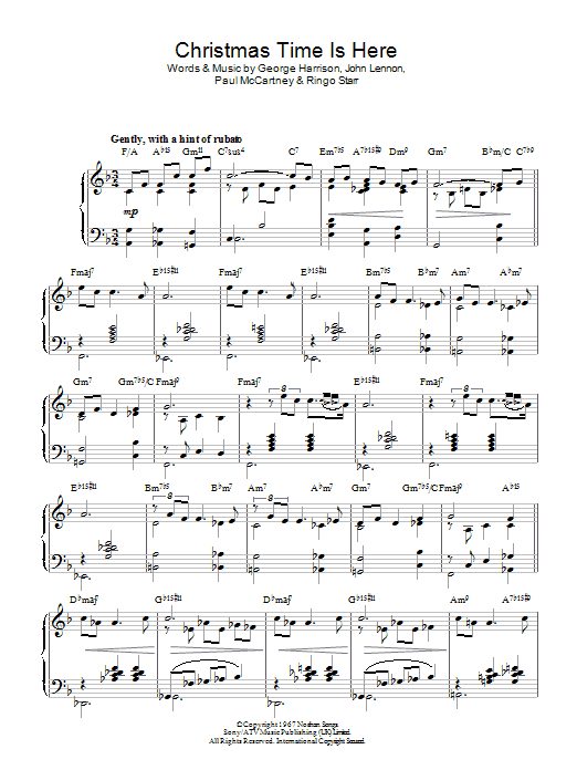 The Beatles Christmas Time (Is Here Again) Sheet Music Notes & Chords for Piano - Download or Print PDF