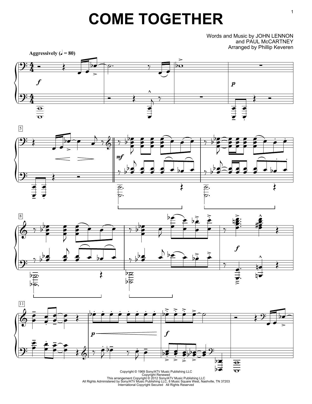 The Beatles Come Together [Classical version] (arr. Phillip Keveren) Sheet Music Notes & Chords for Easy Piano - Download or Print PDF