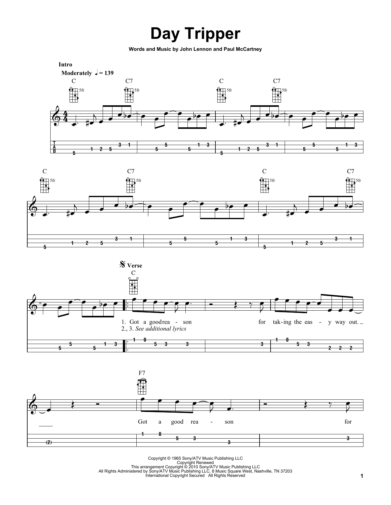 The Beatles Day Tripper (arr. Bobby Westfall) Sheet Music Notes & Chords for Mandolin - Download or Print PDF