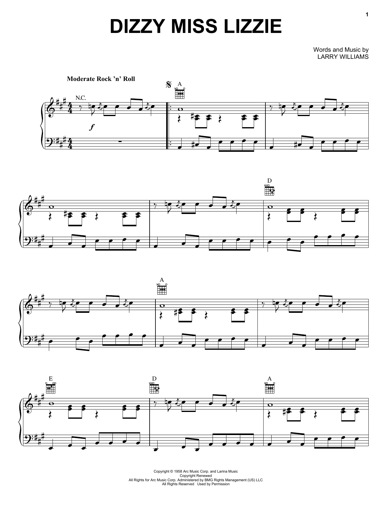 The Beatles Dizzy Miss Lizzie Sheet Music Notes & Chords for Easy Guitar - Download or Print PDF