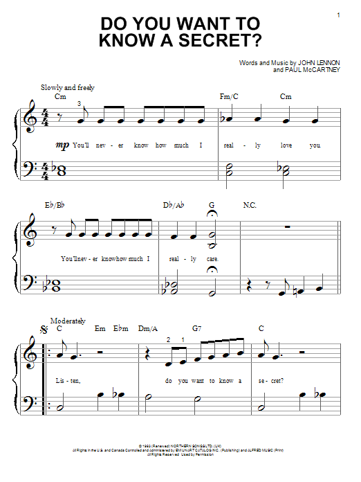 The Beatles Do You Want To Know A Secret? Sheet Music Notes & Chords for SPREP - Download or Print PDF