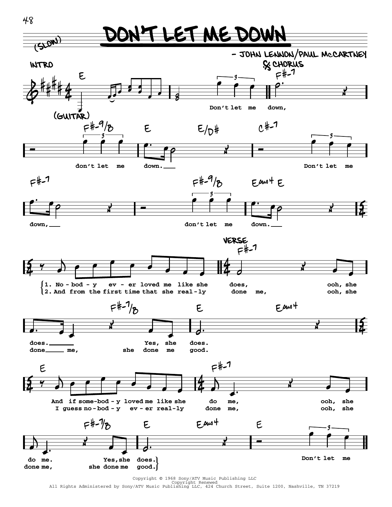 The Beatles Don't Let Me Down [Jazz version] Sheet Music Notes & Chords for Real Book – Melody, Lyrics & Chords - Download or Print PDF