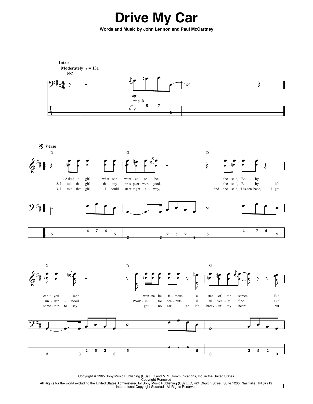 The Beatles Drive My Car Sheet Music Notes & Chords for Violin - Download or Print PDF