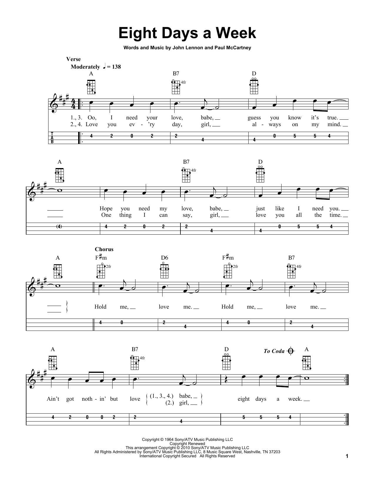 The Beatles Eight Days A Week (arr. Bobby Westfall) Sheet Music Notes & Chords for Mandolin - Download or Print PDF