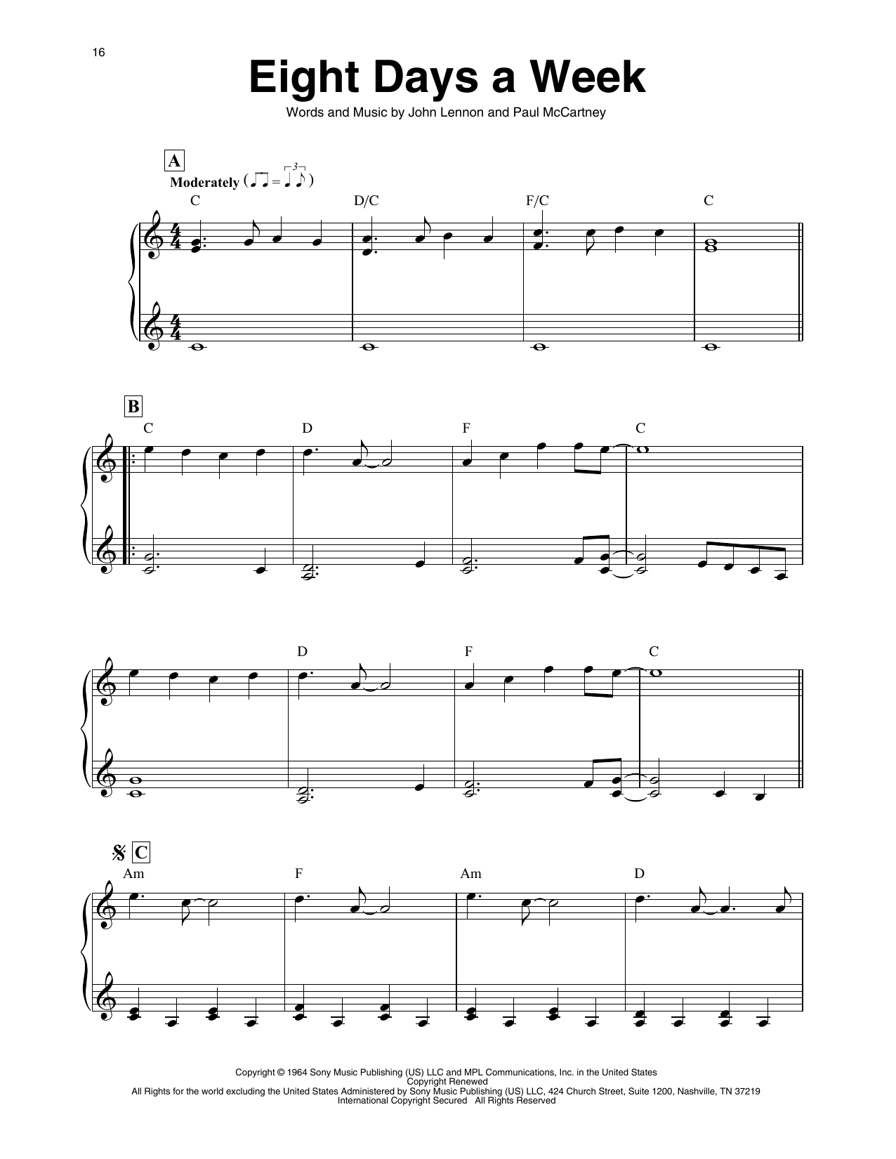The Beatles Eight Days A Week (arr. Maeve Gilchrist) Sheet Music Notes & Chords for Harp - Download or Print PDF