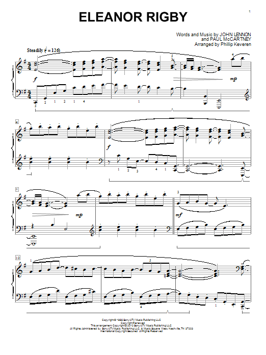 The Beatles Eleanor Rigby [Classical version] (arr. Phillip Keveren) Sheet Music Notes & Chords for Piano - Download or Print PDF