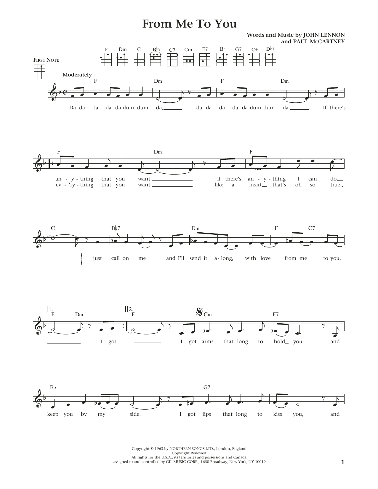 The Beatles From Me To You (from The Daily Ukulele) (arr. Liz and Jim Beloff) Sheet Music Notes & Chords for Ukulele - Download or Print PDF
