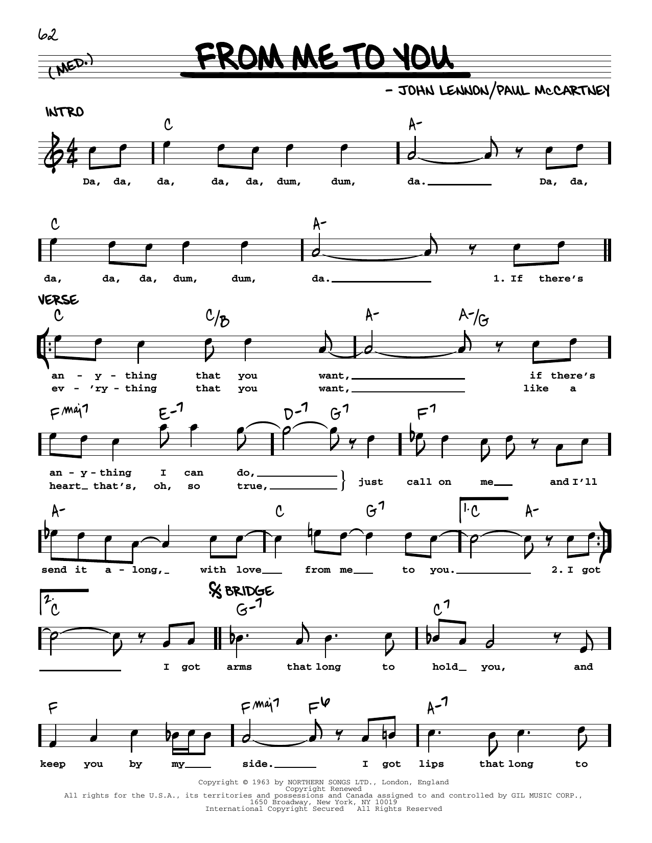 The Beatles From Me To You [Jazz version] Sheet Music Notes & Chords for Real Book – Melody, Lyrics & Chords - Download or Print PDF