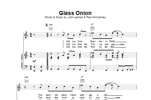 The Beatles Glass Onion Sheet Music Notes & Chords for Melody Line, Lyrics & Chords - Download or Print PDF