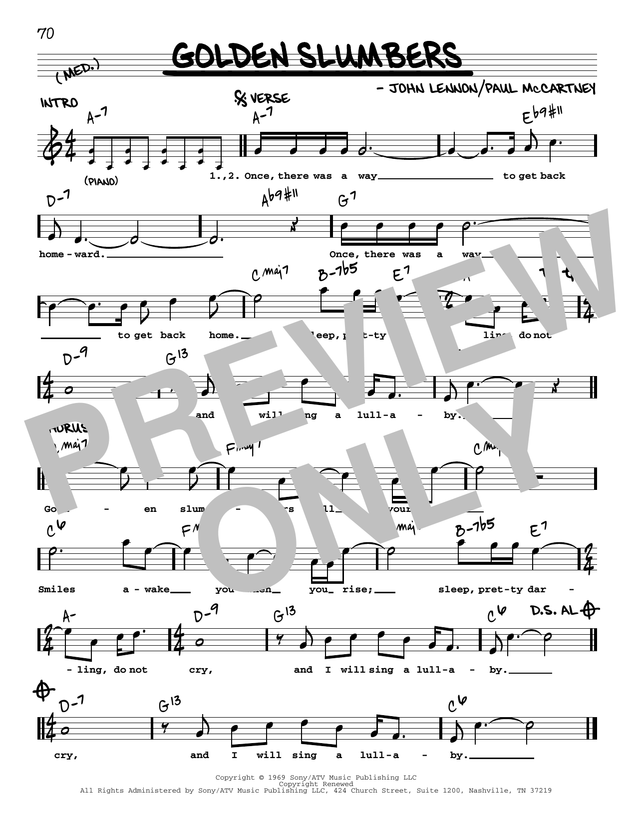 The Beatles Golden Slumbers [Jazz version] Sheet Music Notes & Chords for Real Book – Melody, Lyrics & Chords - Download or Print PDF