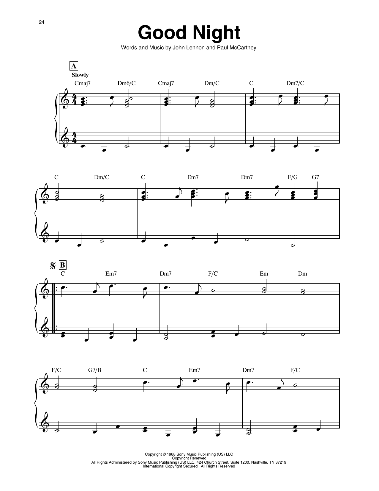 The Beatles Good Night (arr. Maeve Gilchrist) Sheet Music Notes & Chords for Harp - Download or Print PDF