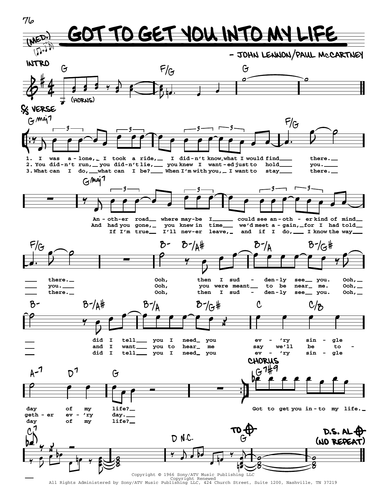The Beatles Got To Get You Into My Life [Jazz version] Sheet Music Notes & Chords for Real Book – Melody, Lyrics & Chords - Download or Print PDF