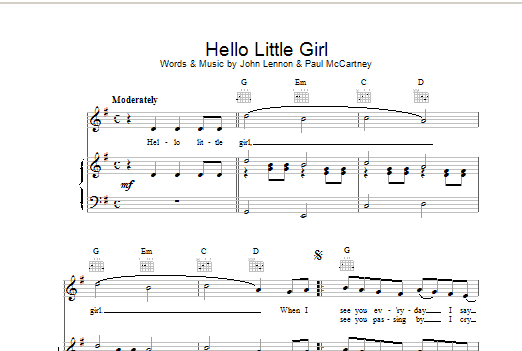 The Beatles Hello Little Girl Sheet Music Notes & Chords for Lyrics & Chords - Download or Print PDF