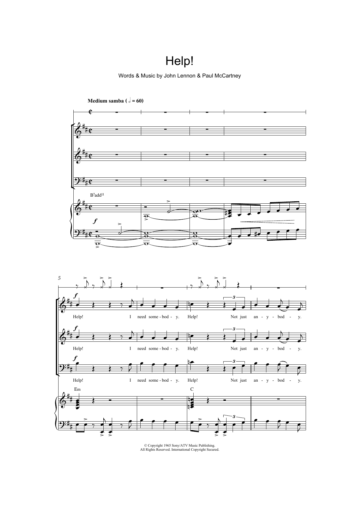The Beatles Help! (arr. Patrick Gazard) Sheet Music Notes & Chords for SAB - Download or Print PDF