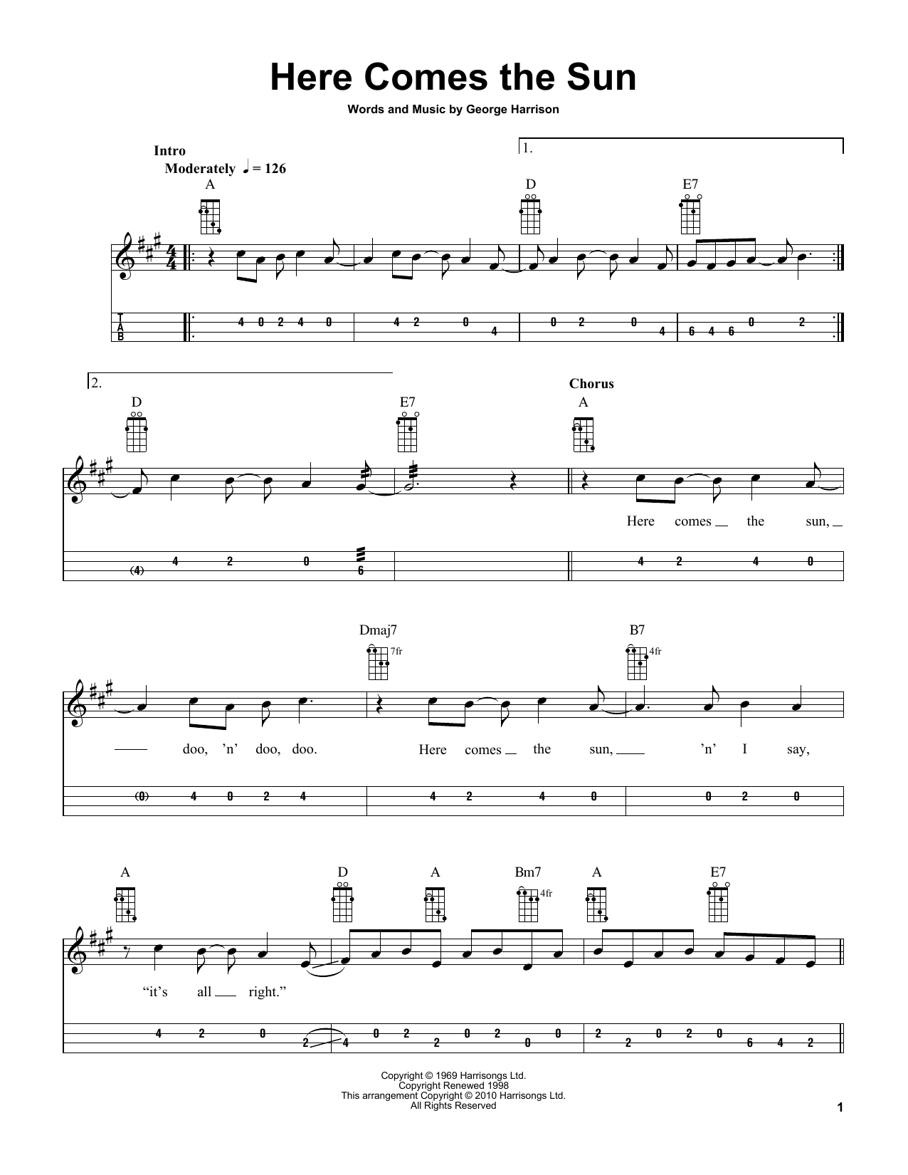 The Beatles Here Comes The Sun (arr. Bobby Westfall) Sheet Music Notes & Chords for Mandolin - Download or Print PDF