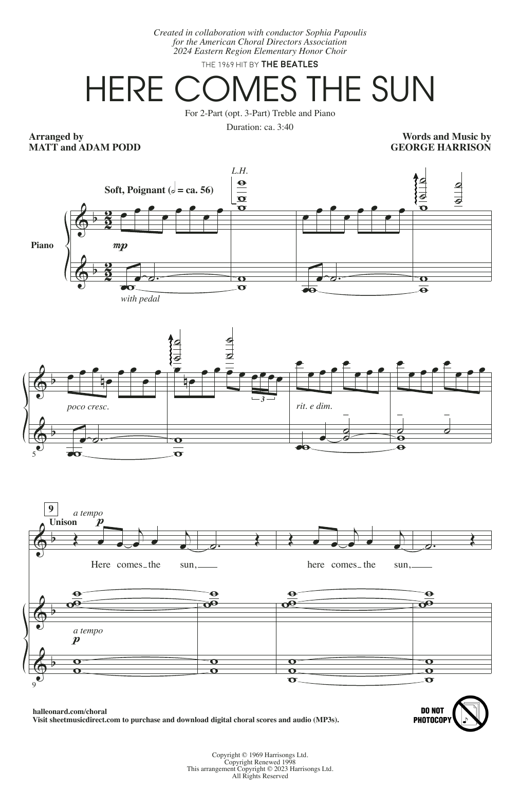 The Beatles Here Comes The Sun (arr. Matt and Adam Podd) Sheet Music Notes & Chords for Choir - Download or Print PDF