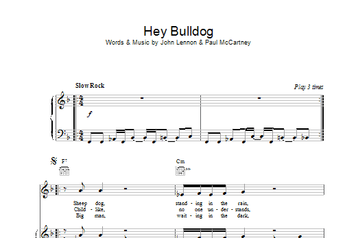 The Beatles Hey Bulldog Sheet Music Notes & Chords for Guitar Tab - Download or Print PDF