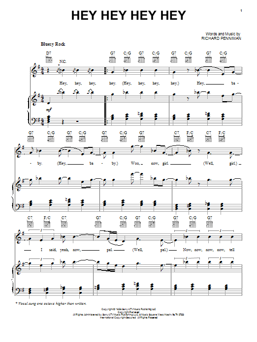 The Beatles Hey Hey Hey Hey Sheet Music Notes & Chords for Piano, Vocal & Guitar (Right-Hand Melody) - Download or Print PDF