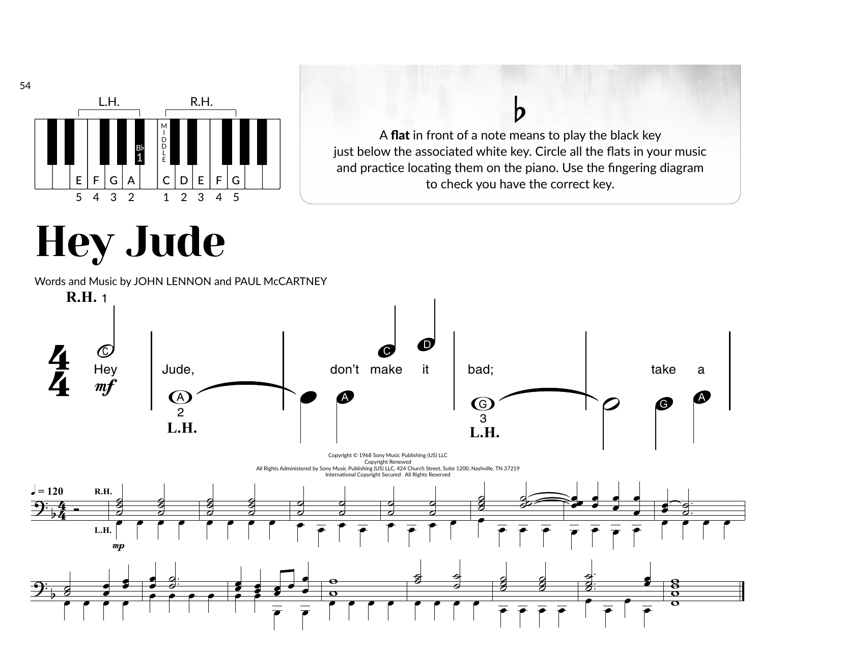 The Beatles Hey Jude (arr. Brittany McCorriston) Sheet Music Notes & Chords for Very Beginner Piano - Download or Print PDF