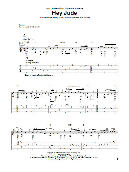 Chris Proctor Hey Jude Sheet Music Notes & Chords for Guitar Tab - Download or Print PDF