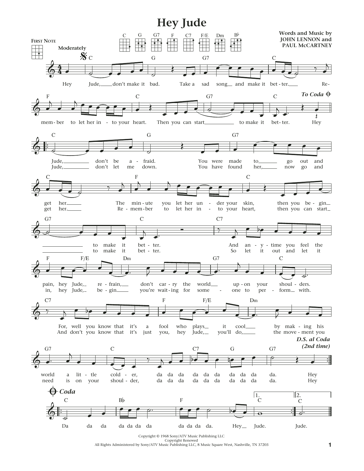 The Beatles Hey Jude (from The Daily Ukulele) (arr. Liz and Jim Beloff) Sheet Music Notes & Chords for Ukulele - Download or Print PDF