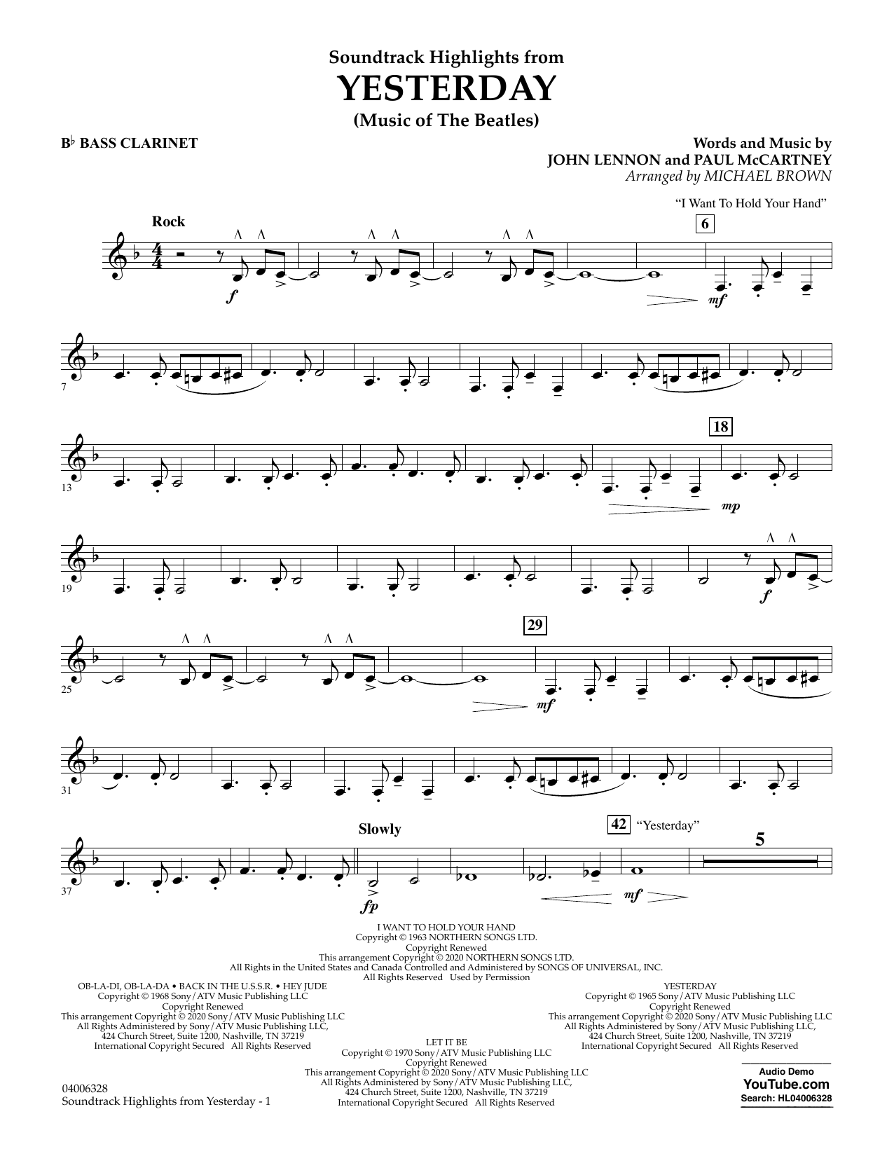 The Beatles Highlights from Yesterday (Music Of The Beatles) (arr. Michael Brown) - Bb Bass Clarinet Sheet Music Notes & Chords for Concert Band - Download or Print PDF