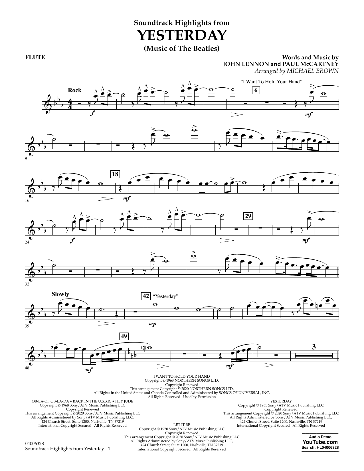 The Beatles Highlights from Yesterday (Music Of The Beatles) (arr. Michael Brown) - Flute Sheet Music Notes & Chords for Concert Band - Download or Print PDF