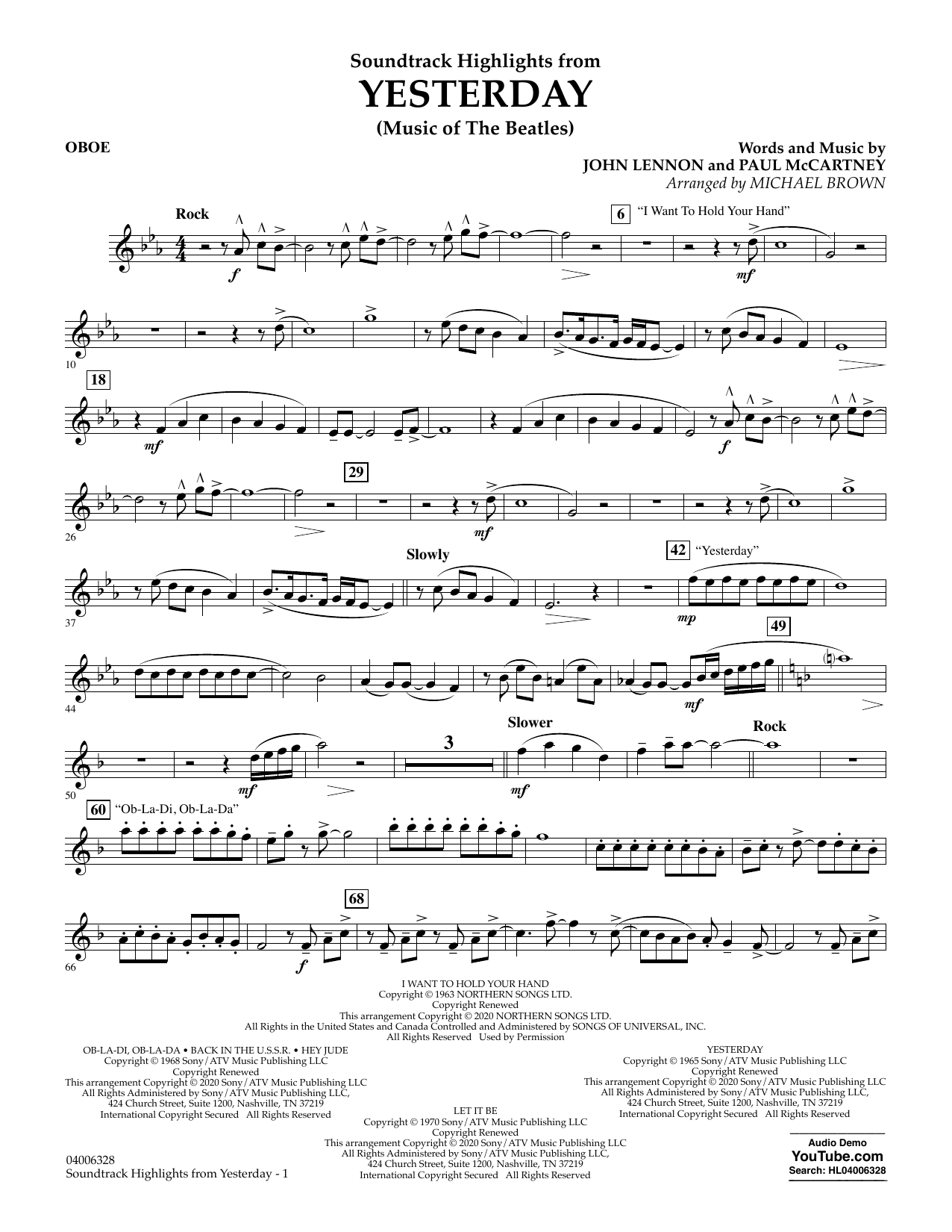 The Beatles Highlights from Yesterday (Music Of The Beatles) (arr. Michael Brown) - Oboe Sheet Music Notes & Chords for Concert Band - Download or Print PDF