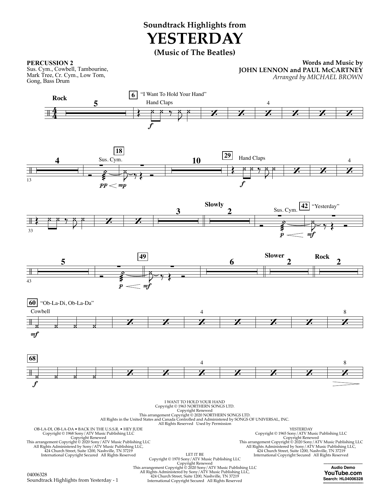 The Beatles Highlights from Yesterday (Music Of The Beatles) (arr. Michael Brown) - Percussion 2 Sheet Music Notes & Chords for Concert Band - Download or Print PDF