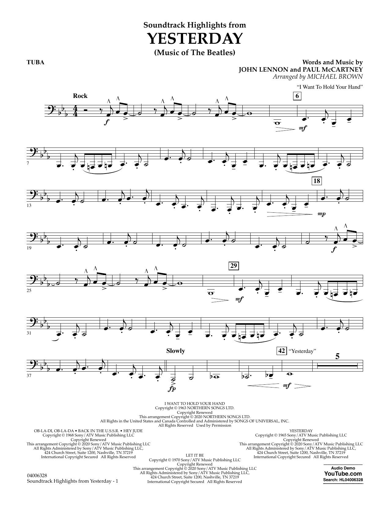 The Beatles Highlights from Yesterday (Music Of The Beatles) (arr. Michael Brown) - Tuba Sheet Music Notes & Chords for Concert Band - Download or Print PDF