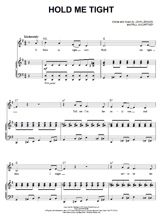 The Beatles Hold Me Tight Sheet Music Notes & Chords for Piano, Vocal & Guitar (Right-Hand Melody) - Download or Print PDF