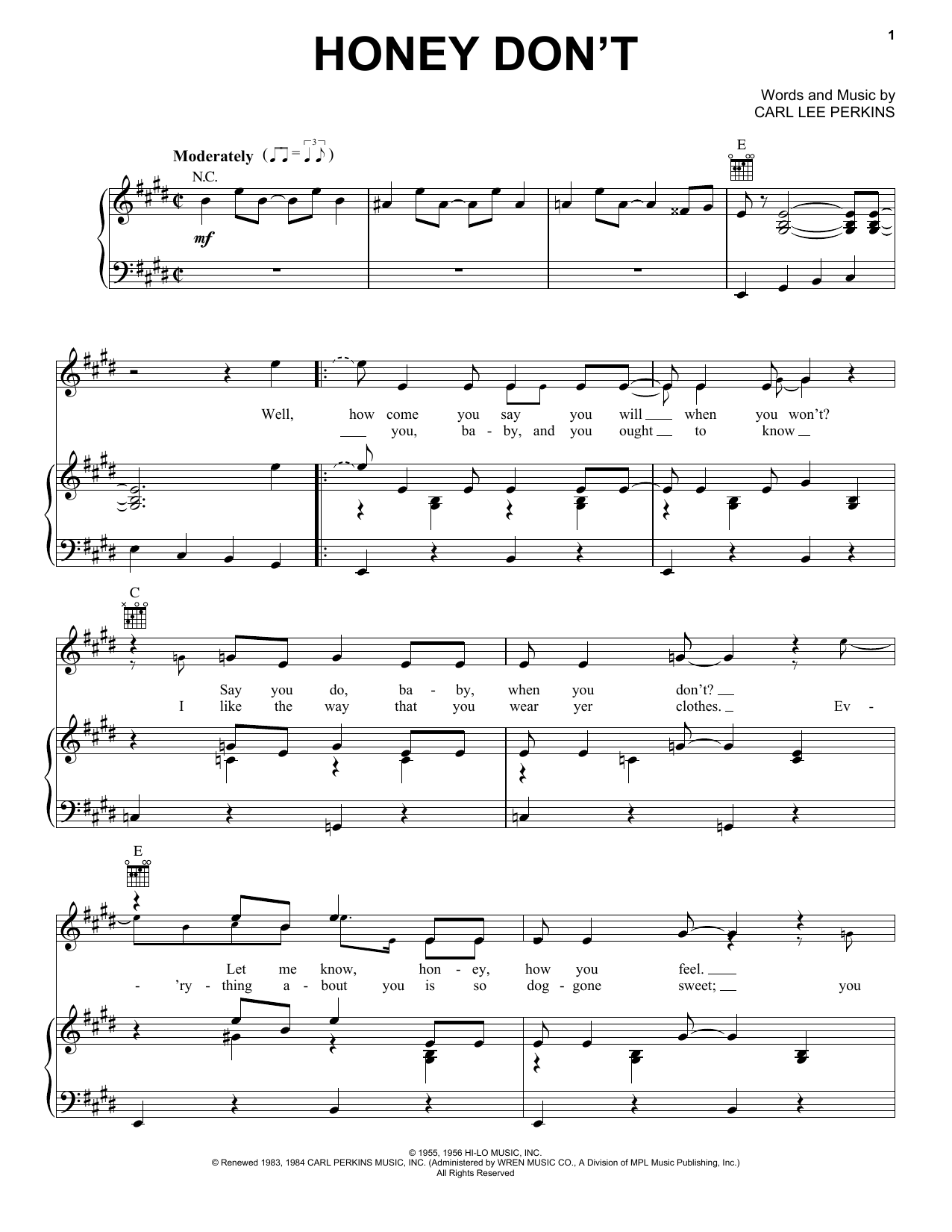 The Beatles Honey Don't Sheet Music Notes & Chords for Lyrics & Chords - Download or Print PDF