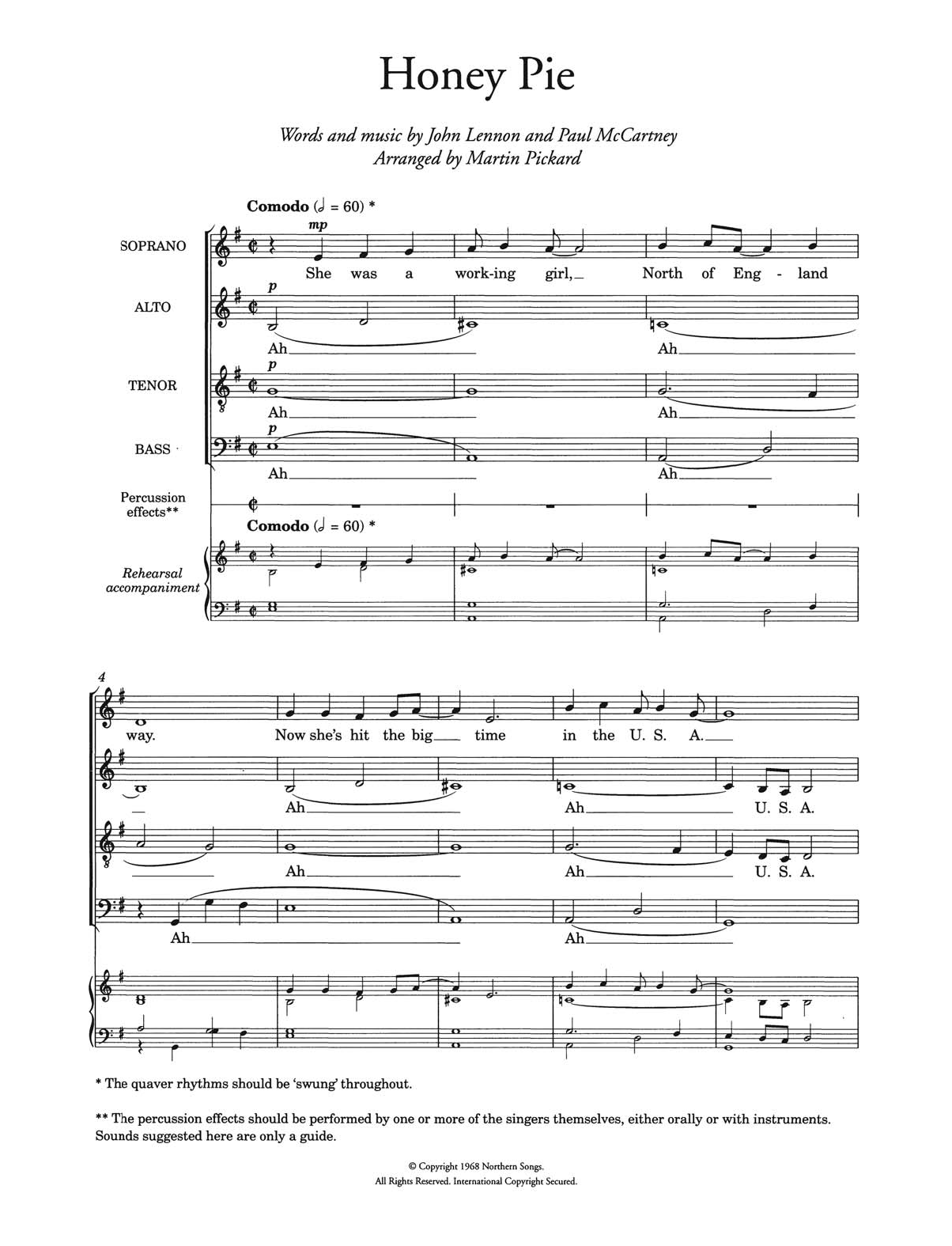 The Beatles Honey Pie (arr. Martin Pickard) Sheet Music Notes & Chords for Choir - Download or Print PDF