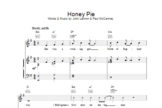 The Beatles Honey Pie Sheet Music Notes & Chords for Lyrics & Chords - Download or Print PDF