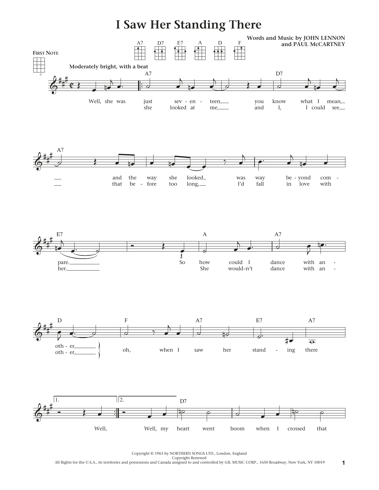 The Beatles I Saw Her Standing There (from The Daily Ukulele) (arr. Liz and Jim Beloff) Sheet Music Notes & Chords for Ukulele - Download or Print PDF