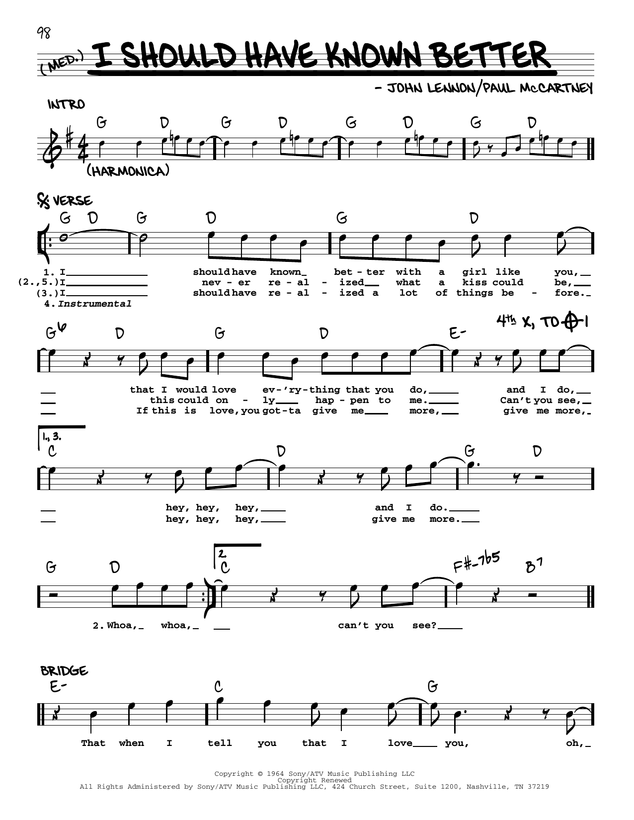 The Beatles I Should Have Known Better [Jazz version] Sheet Music Notes & Chords for Real Book – Melody, Lyrics & Chords - Download or Print PDF