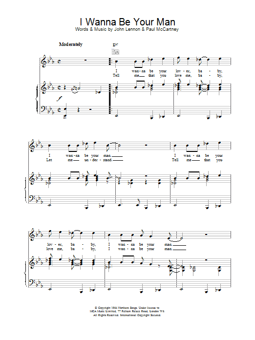 The Beatles I Wanna Be Your Man Sheet Music Notes & Chords for Piano, Vocal & Guitar (Right-Hand Melody) - Download or Print PDF