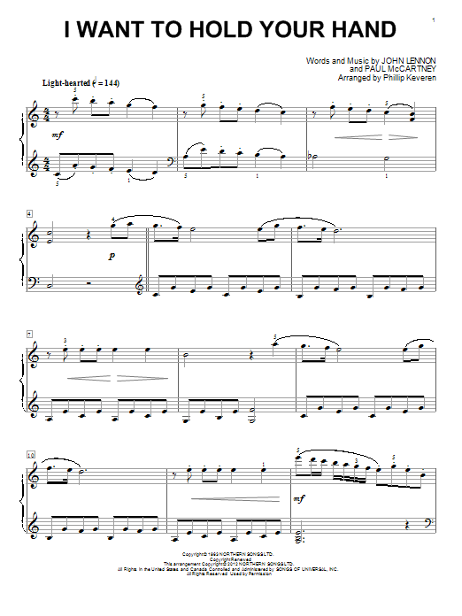The Beatles I Want To Hold Your Hand [Classical version] (arr. Phillip Keveren) Sheet Music Notes & Chords for Easy Piano - Download or Print PDF