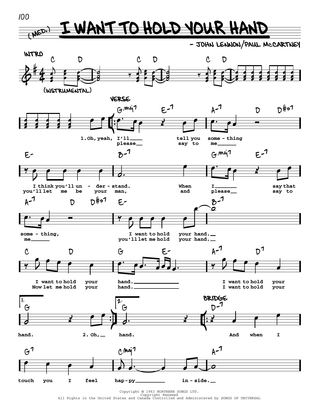 The Beatles I Want To Hold Your Hand [Jazz version] Sheet Music Notes & Chords for Real Book – Melody, Lyrics & Chords - Download or Print PDF