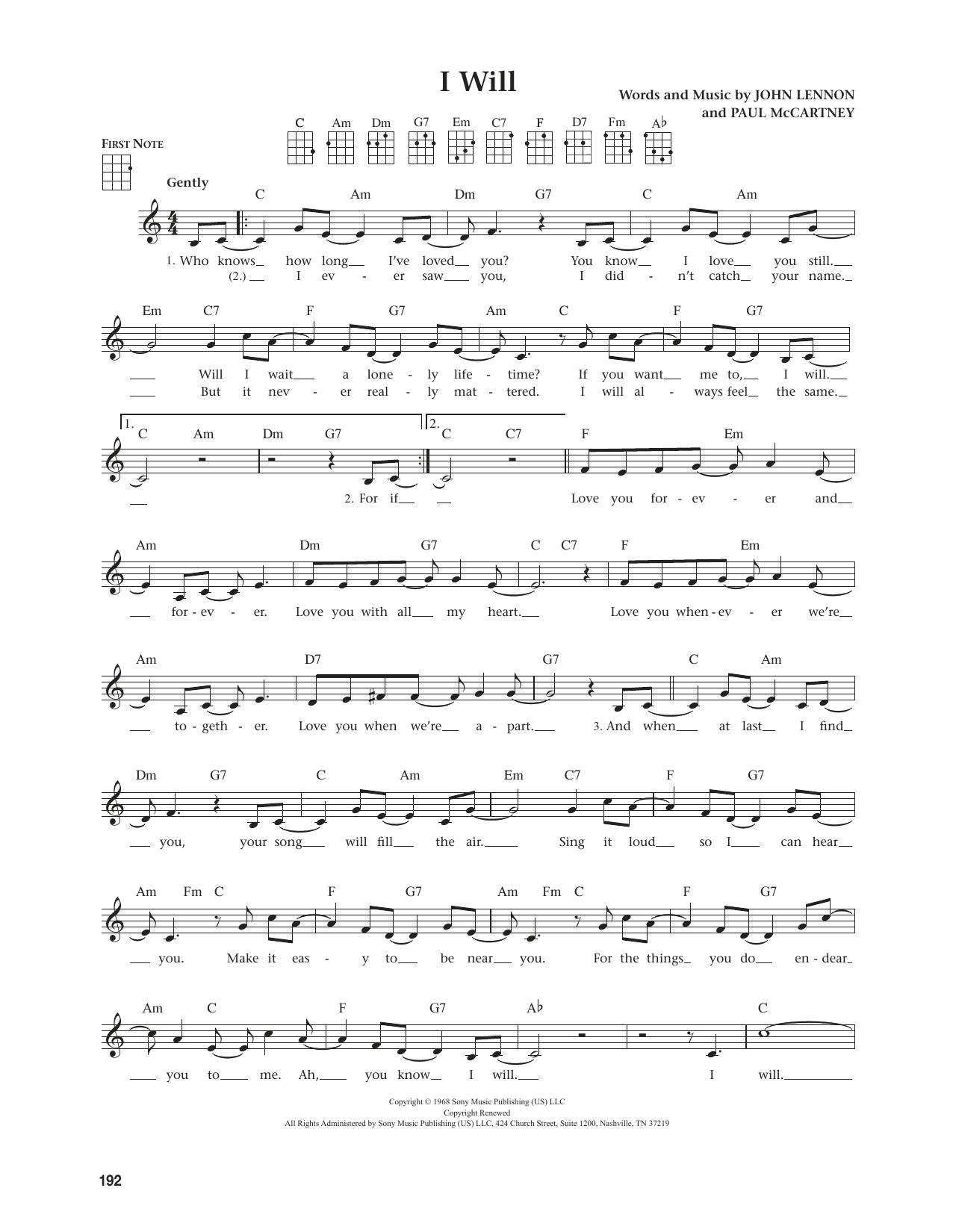 The Beatles I Will (from The Daily Ukulele) (arr. Jim Beloff) Sheet Music Notes & Chords for Ukulele - Download or Print PDF