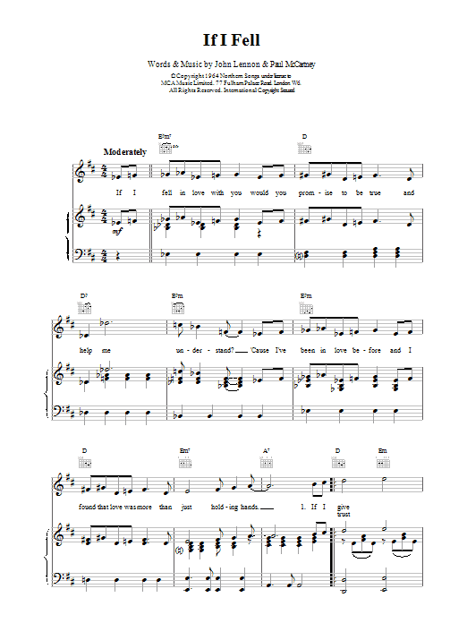 The Beatles If I Fell Sheet Music Notes & Chords for Clarinet - Download or Print PDF
